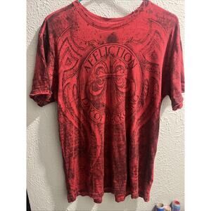 Distressed Y2K Affliction Day of Reckoning T-Shirt Adult Medium Red Black